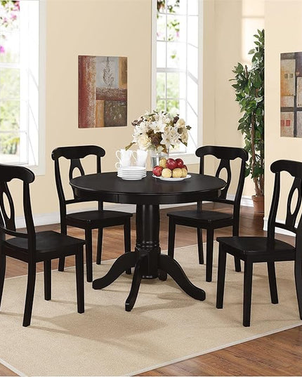 DOREL Living Aubrey 5 piece Traditional Height Pedestal Dining Set - LeafyLoom