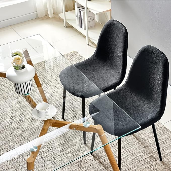 IDS Home Office Furniture Contemporary Computer Desk, 0.31” inch Tempered Transparent Glass Tabletop Writing Table (Metal Leg(Wooden Skin)) - LeafyLoom