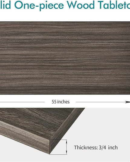 Kaboon Universal Tabletop 55"x27.5", Solid One-Piece Melamine Table Top, Double Desk L-Desk DIY, Home and Office Countertop,Eucalyptus/Dark Walnut - LeafyLoom