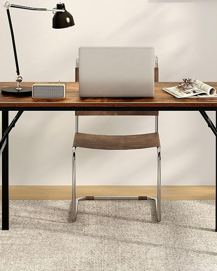 Need Office Computer Desk - 47.2L Sturdy and Heavy Duty Folding Laptop Table,Writing Table/Home Office Desk/Sewing Table,No Assembly Required,Rustic Brown AC5FB(120 * 60) - LeafyLoom