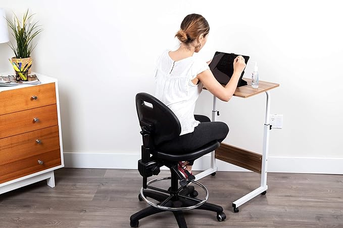 Mind Reader Woodland Collection, Mobile Sit/Stand Laptop Desk Adjustable, Lockable Casters, Portable, 21.75" L x 15.75" W x 33" H, Medium, Brown - LeafyLoom