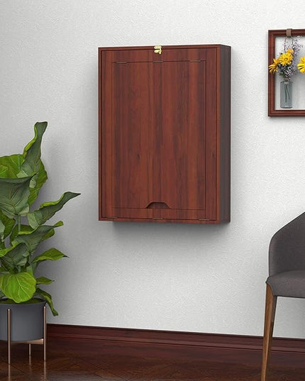 HOMCOM Compact Fold Out Wall Mounted Convertible Desk with Storage, Mahogany - LeafyLoom