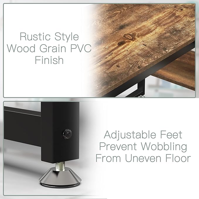 L Shaped Desk, Office Computer Corner Desk, 55 inch Home Gaming Desk Table, Writing Study Workstation with Storage Shelves for Home Office, Space-Saving, Industrial, Rustic Brown - LeafyLoom