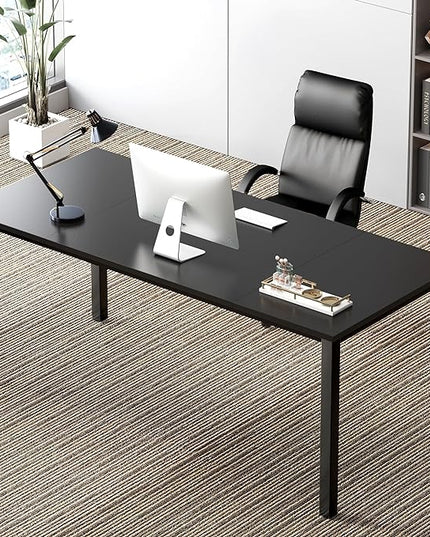 Need 70.8 Inch Executive Office Desk, Large Stylish Computer Desk, Simple Study Writing Desk, Workstation Business Furniture for Home Office, Black - LeafyLoom