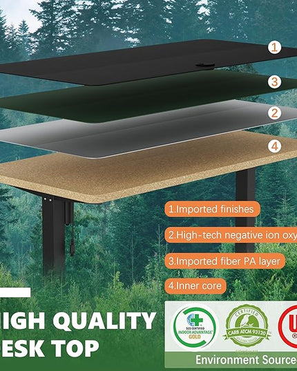 Monomi Electric Height Adjustable Standing Desk, 48x24 Inches, Ergonomic Home Office Sit/Stand Up Desk (Black Steel Frame/Black Top) - LeafyLoom