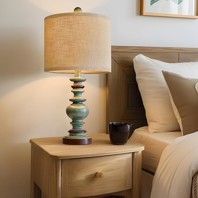 BOBOMOMO 20" Farmhouse Lamps for Bedrooms Set of 2, Retro Side Table Lamps Bedside Lamp for Side Nightstand Living Room(suitable for decorating small areas) - LeafyLoom