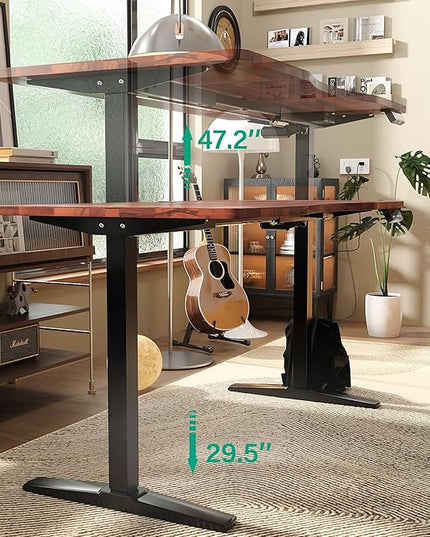 Monomi Height Adjustable Electric Standing Desk, 55 x 28 Inches Stand up Desk, Sit Stand Home Office Computer Desk(Black Frame+Cherry Top) - LeafyLoom
