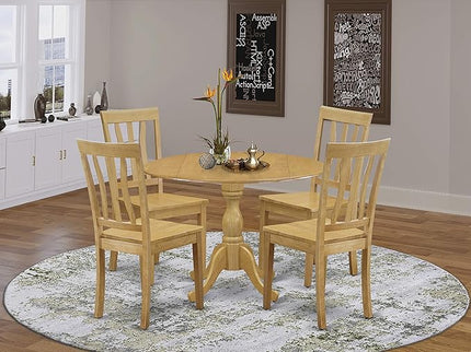 East West Furniture Dublin Kitchen Room Set, 42x42 Inch, DMAN5-OAK-W - LeafyLoom