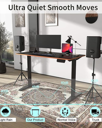Monomi Height Adjustable Electric Standing Desk, 48 x 24 Inches Sit Stand up Desk, Memory Computer Home Office Desk (Black Frame+ Black Top) - LeafyLoom