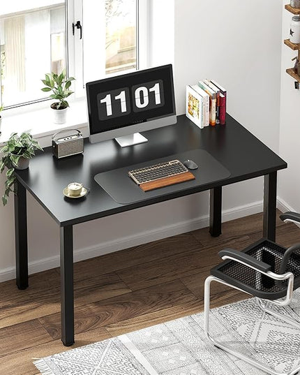 Need Small Desk, 39.4 inches Sturdy Writing Desk for Small Spaces, Small Computer Desk Teens Desk Study Table Laptop Desk Home Ofice Desk, Black Metal Frame, Black - LeafyLoom