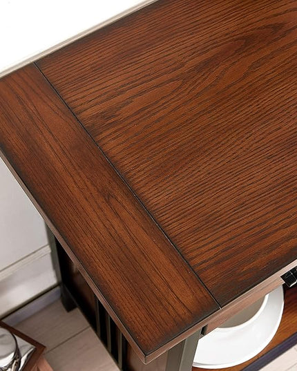Leick Home 11240 Ironcraft Rustic One Drawer Mini-bar/Wine Stand with Glass and Bottle Storage, Mission Oak, 16 x 36 x 30 - LeafyLoom