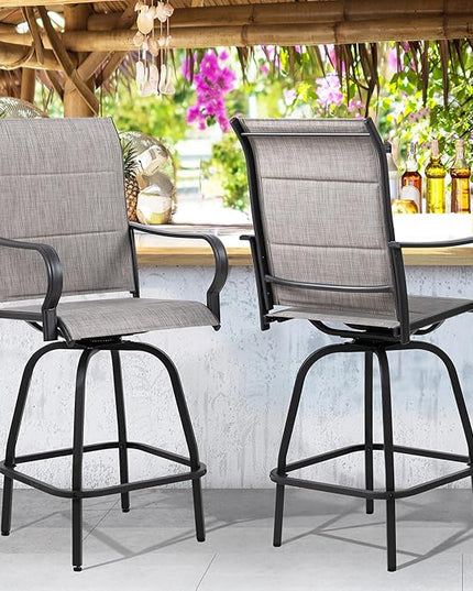 Shintenchi HGB-GR-C patio bar sets, Set of 2, Padded Gray - LeafyLoom