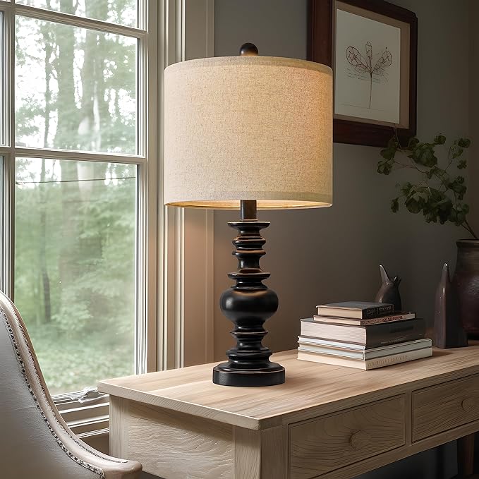 BOBOMOMO 20" Table Lamp Set of 2 for Bedroom Living Room Vintage Rustic Traditional Nightstand Bedside Lamps(suitable for decorating small areas) - LeafyLoom