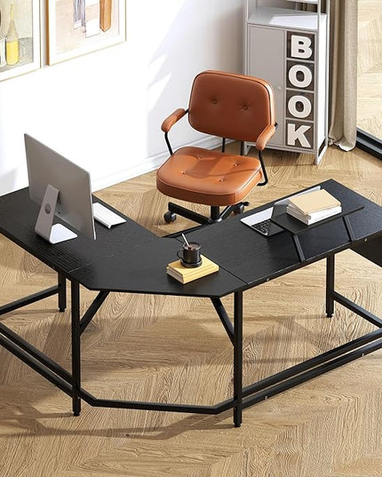Need L Shaped Computer Desk 59 Inch Gaming Desk with Large Monitor Stand L Desk Corner Desk with Storage Bag for Home Office Writing Studying Black - LeafyLoom