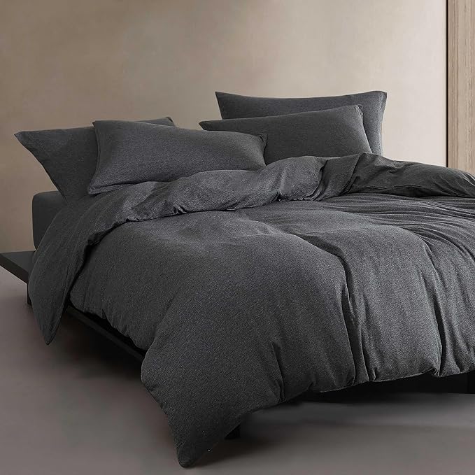 Calvin Klein - King Comforter Set, Luxuriously Soft Home Decor, Modern Cotton Melange Jersey Bedding (Gunmetal Grey Heather, King) - LeafyLoom