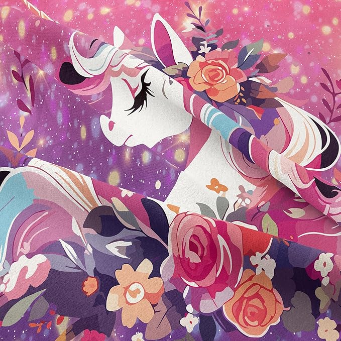 Tailor Shop Unicorn Bedding Twin Size 5 Pieces Unicorn Comforter Bed in a Bag for Girls/Kids Pink Comforter Set for Kids Girls Unicorn Sheets Room Decor… - LeafyLoom