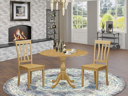 East West Furniture Dublin Kitchen Room Set, 42x42 Inch, DMAN3-OAK-W - LeafyLoom