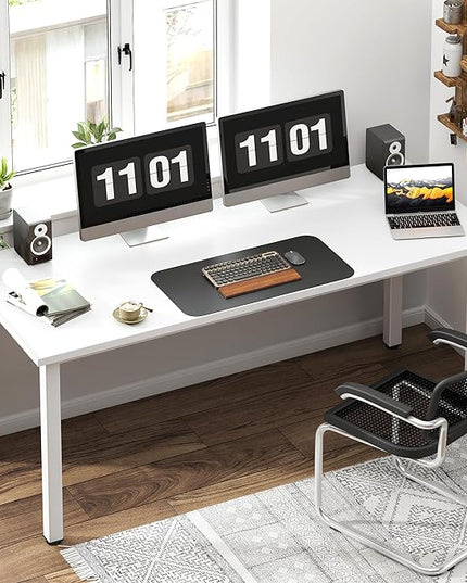 Need 63 Inch Large Computer Desk - Modern Simple Style Home Office Desk Gaming Desk, Basic Writing Table for Study Student, White Desk - LeafyLoom