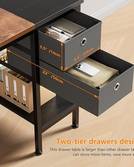 HOMIDEC Office Desk, Computer Desk with Drawers 40" Study Writing Desks for Home with Storage Shelves, Desks & Workstations for Home Office Bedroom - LeafyLoom