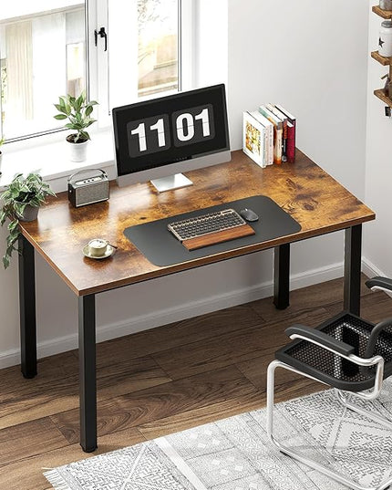 Need Small Desk, 39.4 inches Sturdy Writing Desk for Small Spaces, Small Computer Desk Teens Desk Study Table Laptop Desk Home Ofice Desk, Black Metal Frame, Rustic Brown - LeafyLoom