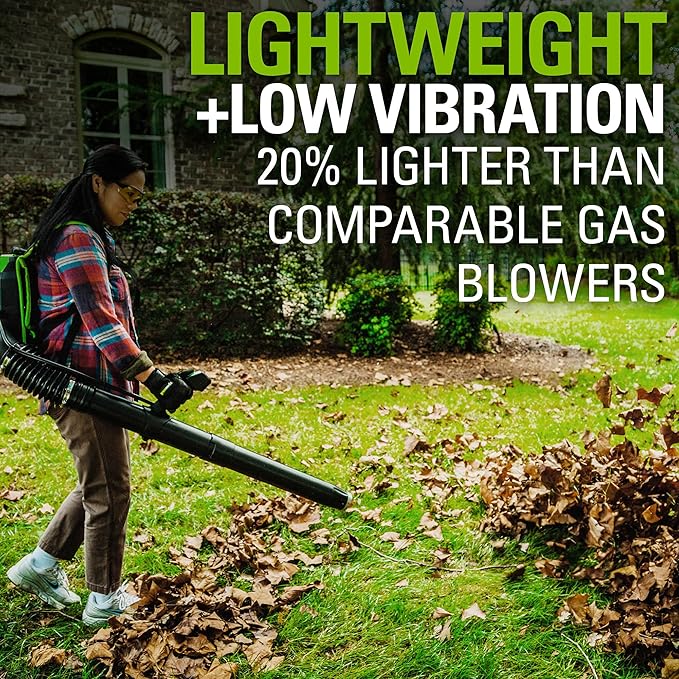 Greenworks 80V (180 MPH / 610 CFM / 75+ Compatible Tools) Cordless Brushless Backpack Blower, 2.5Ah Battery and Rapid Charger Included, Green/Black - LeafyLoom