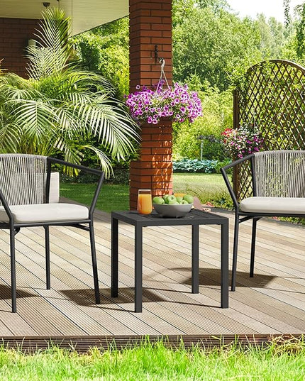 YITAHOME Wicker 3-Piece Outdoor Bistro Set, All-Weather Patio Conversation Set with Stackable Chairs & Table, Outdoor Sectional Furniture Set for Balcony, Backyard, Pool, Porch, Deck - Grayish White - LeafyLoom