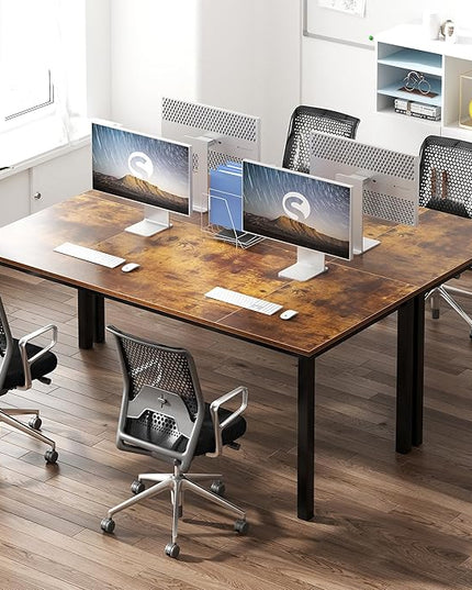 Need 70.8 Inch Executive Office Desk, Large Stylish Computer Desk, Simple Study Writing Desk, Workstation Business Furniture for Home Office, Rustic Brown - LeafyLoom