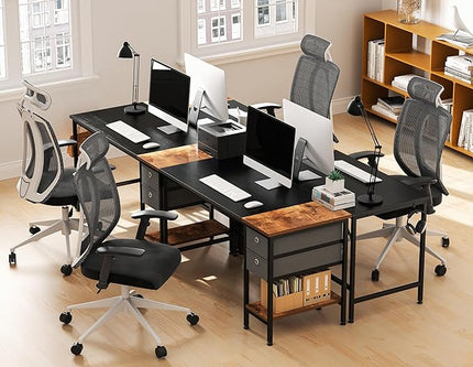 HOMIDEC Office Desk, Computer Desk with Drawers 55" Study Writing Desks for Home with Storage Shelves, Desks & Workstations for Home Office Bedroom - LeafyLoom