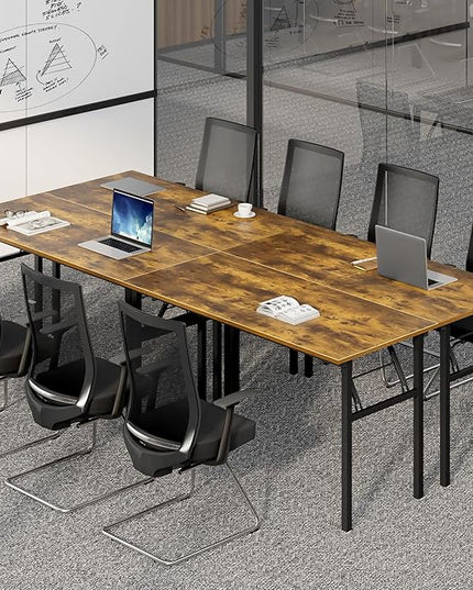 Need Home Office Desk Large Computer Desk 60 inch Sturdy Table Foldable Desk Gaming Computer Table No Assembly Required, Rustic Brown&Black Frame AC5FB(152.4 * 60) - LeafyLoom