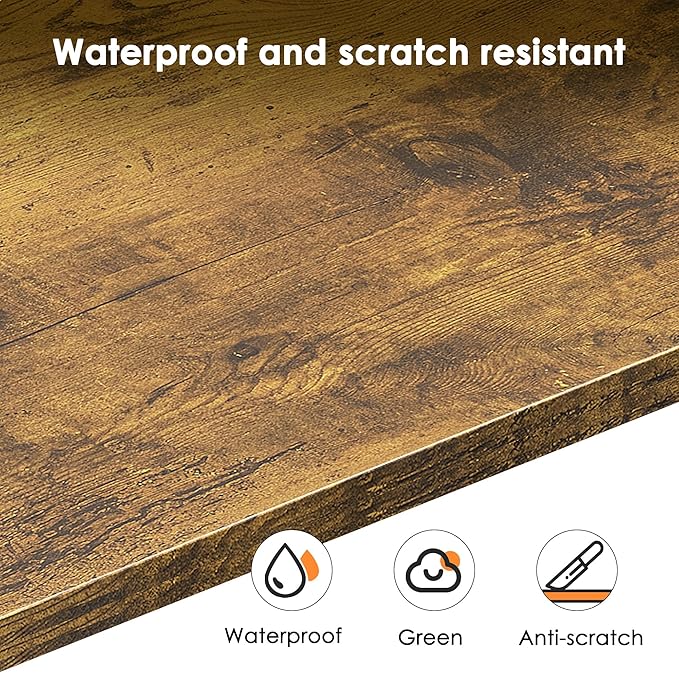 SogesHome 43.3'' Computer Desk, Home Office Work Table with 3-Drawers, Gaming Working Writing Table, Vintage Brown - LeafyLoom