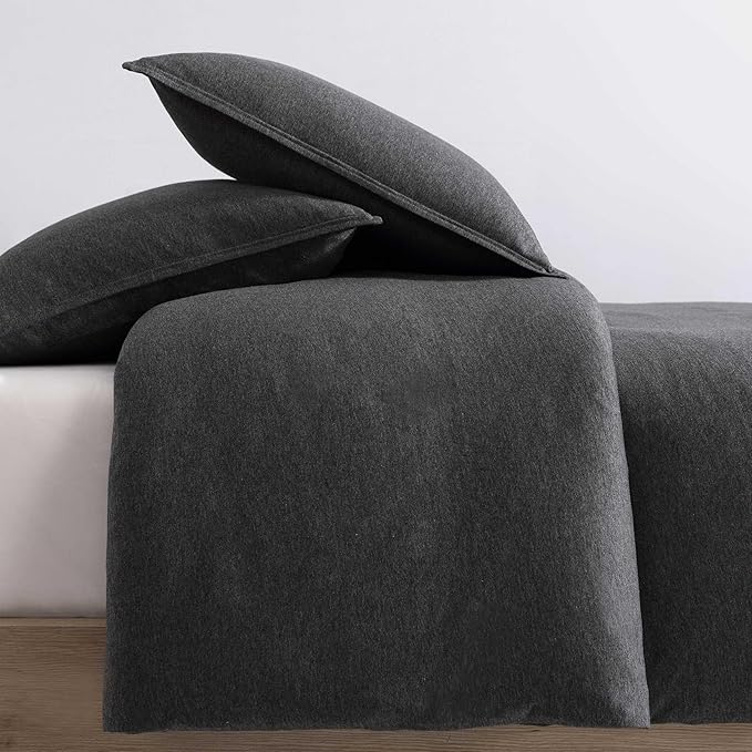 Calvin Klein - King Comforter Set, Luxuriously Soft Home Decor, Modern Cotton Melange Jersey Bedding (Gunmetal Grey Heather, King) - LeafyLoom