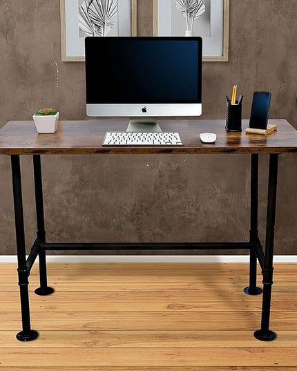 Industrial Pipe Desk Work From Home Set Up, Rustic Industrial Desk Home, Rustic Pipe Table With Industrial Pipe Desk Industrial Computer Desk Workstation Metal Industrial Desk Style Modern Study Desk - LeafyLoom