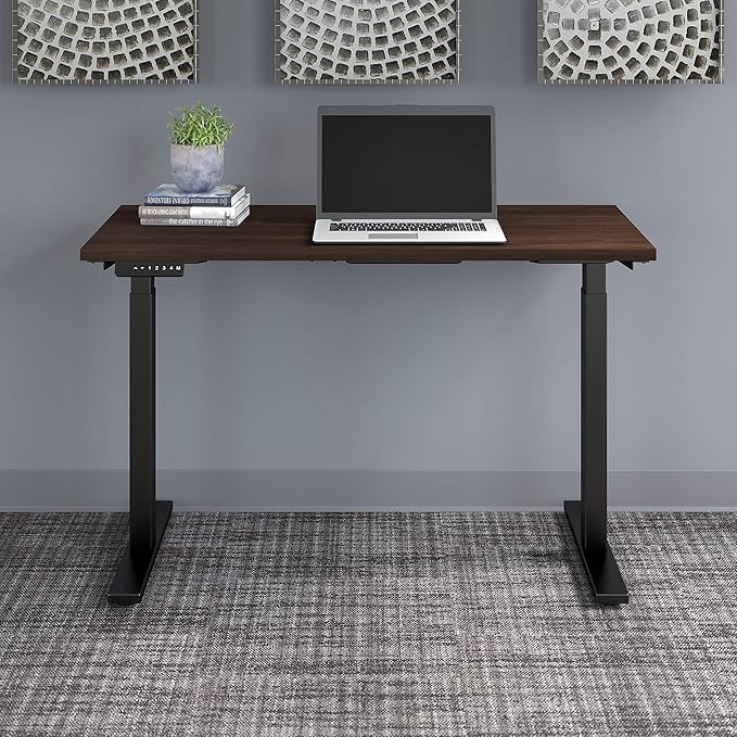 Bush Business Furniture Move 60 Electric Ergonomic Sit-Stand Computer Table for Home and Professional Office, 48W x 24D, Black Walnut - LeafyLoom