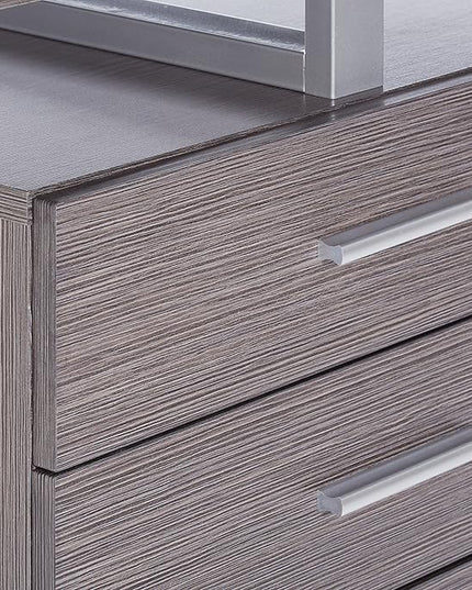 Monarch Specialties Left or Right Facing 47-Inch Modern Home Office Computer Study Writing Desk with Filing Drawer, 48"L, Grey & Silver - LeafyLoom