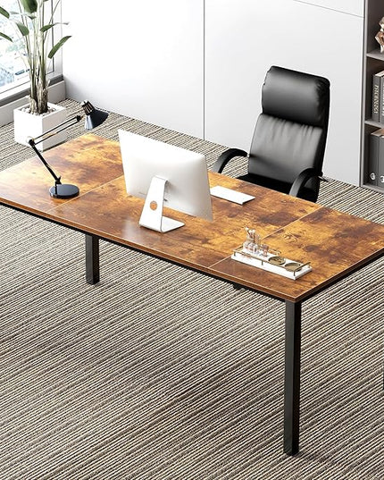 Need 70.8 Inch Executive Office Desk, Large Stylish Computer Desk, Simple Study Writing Desk, Workstation Business Furniture for Home Office, Rustic Brown - LeafyLoom