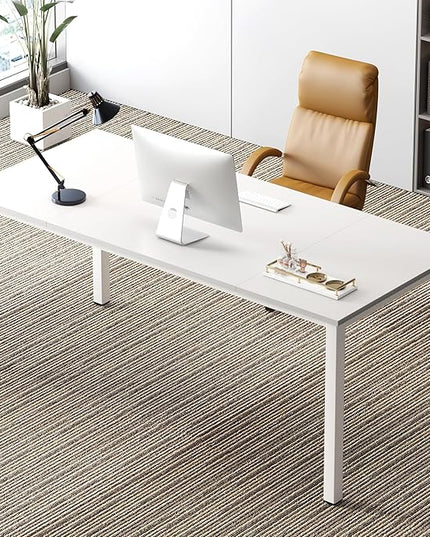Need 70.8 Inch Executive Office Desk, Large Stylish Computer Desk, Simple Study Writing Desk, Workstation Business Furniture for Home Office, White - LeafyLoom
