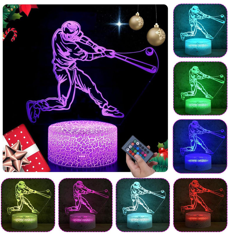 Baseball Gifts for Boys Men Baseball Lamp Bedroom Baseball Decor with 7 Colors Changing Touch & Remote Control 3D Baseball Night Light Kids Christmas Birthday Gifts ZOKEA