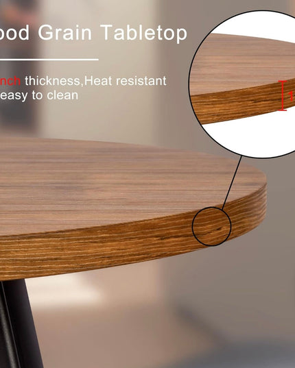 Round Dining Table, Small Dining Table for 2, 31.5" Round Table, Mid-Century Modern Kitchen Table with 1.4" Thickness Wood Grain Tabletop for or Small Space, Dining Room, Kitchen, Brown LeafyLoom