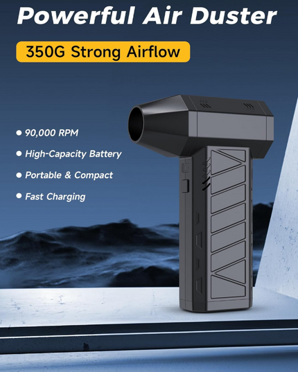 Compressed Air Duster Air Gun - Powerful Cordless Rechargeable 4-Gear Adjustable Air Blower with LED Lighting, for Computer, Keyboard, Car, Outdoor AGhappy