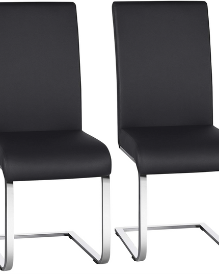 Yaheetech Dining Chairs Set of 2 Modern Dining Room Chairs Kitchen Chairs with Faux Leather Seat, Solid Legs and High Back for Dining Room, Kitchen, Black - LeafyLoom