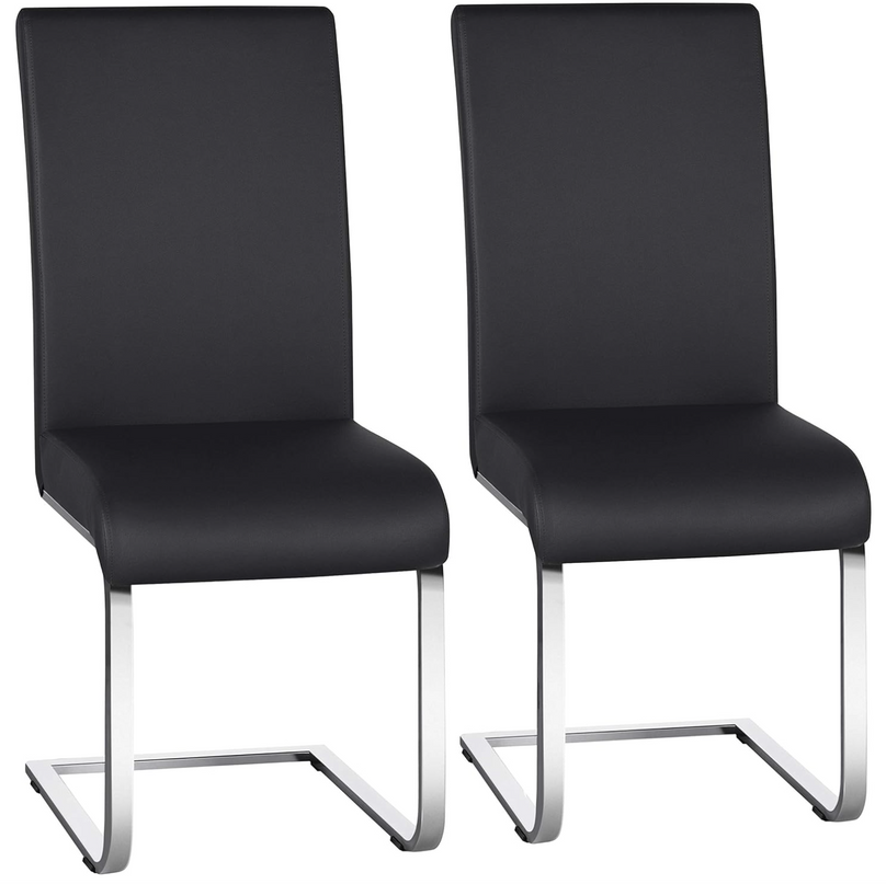 Yaheetech Dining Chairs Set of 2 Modern Dining Room Chairs Kitchen Chairs with Faux Leather Seat, Solid Legs and High Back for Dining Room, Kitchen, Black - LeafyLoom