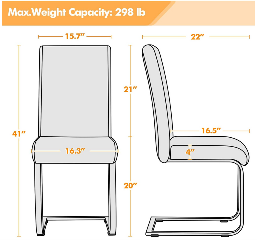 Yaheetech Dining Chairs Set of 6 Modern Dining Room Chairs Kitchen Chairs with Faux Leather Seat, Solid Legs and High Back for Dining Room, Kitchen, Black - LeafyLoom