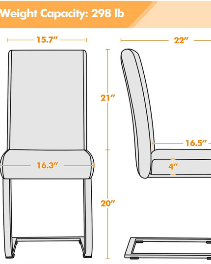 Yaheetech Dining Chairs Set of 4 Modern Dining Room Chairs Kitchen Chairs with Faux Leather Seat, Solid Legs and High Back for Dining Room, Kitchen, Black - LeafyLoom