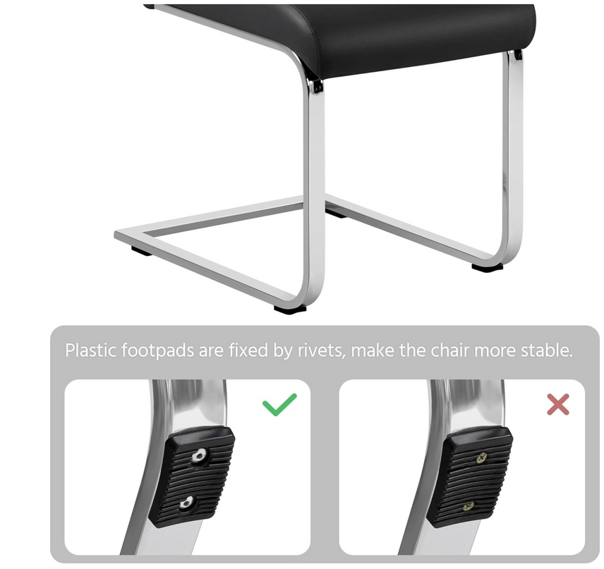 Yaheetech Dining Chairs Set of 4 Modern Dining Room Chairs Kitchen Chairs with Faux Leather Seat, Solid Legs and High Back for Dining Room, Kitchen, Black - LeafyLoom
