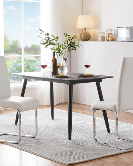Yaheetech Dining Chairs Set of 4 Modern Dining Room Chairs Kitchen Chairs with Faux Leather Seat, Solid Legs and High Back for Dining Room, Kitchen, White - LeafyLoom