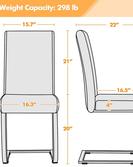 Yaheetech Dining Chairs Set of 4 Modern Dining Room Chairs Kitchen Chairs with Faux Leather Seat, Solid Legs and High Back for Dining Room, Kitchen, White - LeafyLoom