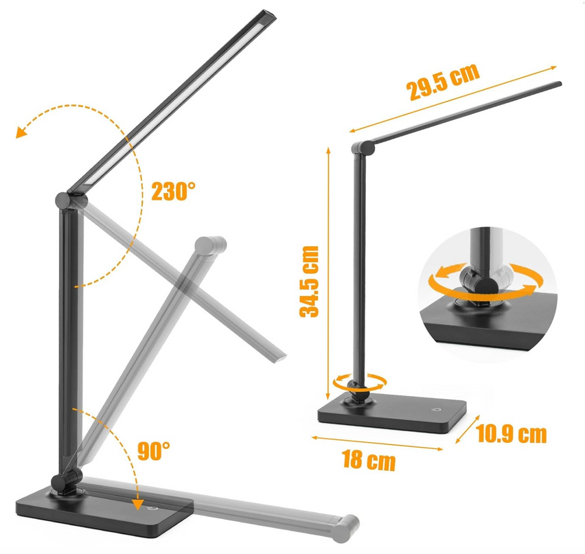 Rechargeable Desk Lamp LED Desk Lamps Eye-Caring Desk Lamps Dimmable Office Lamp with USB Chager Touch Control for Home Office Student Dormitory - LeafyLoom