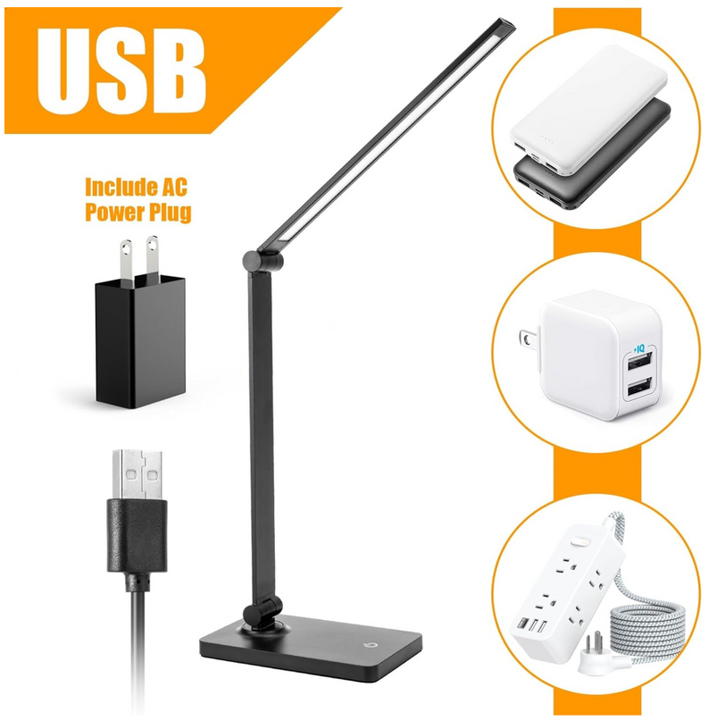 Rechargeable Desk Lamp LED Desk Lamps Eye-Caring Desk Lamps Dimmable Office Lamp with USB Chager Touch Control for Home Office Student Dormitory - LeafyLoom