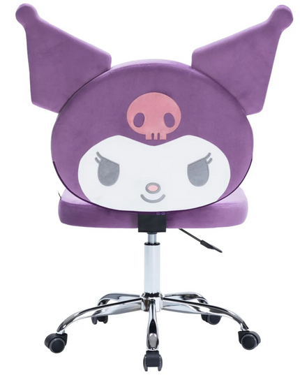 Impressions Vanity Kuromi Armless Swivel Cute Desk Chair for Bedroom, Velvet Makeup Vanity Chair with Back, Rolling Wheels Silver Metallic Base and Adjustable Height (Lilac) LeafyLoom