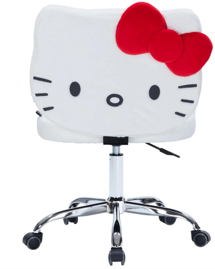 Impressions Vanity Hello Kitty Kawaii Swivel Vanity Chair for Makeup Room, Adjustable Height Cute Desk Chair with Wheels Rolling, Comfy Polyurethane Foam Back Armless Chair for Dorm (White) IMPRESSIONSVANITY%C2%B7COMPANY
